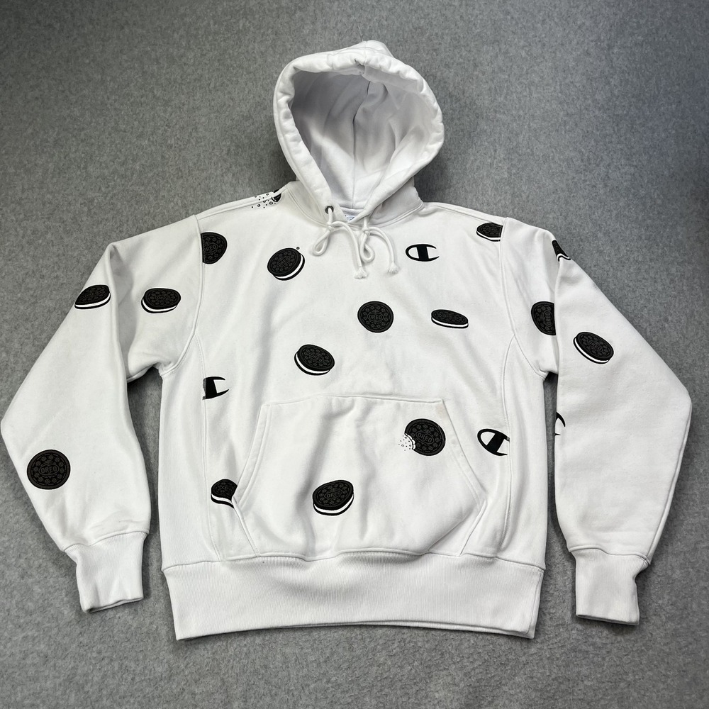 Champion Reverse Weave Oreo Print Hoodie Mens Medium Pullover Heavyweight